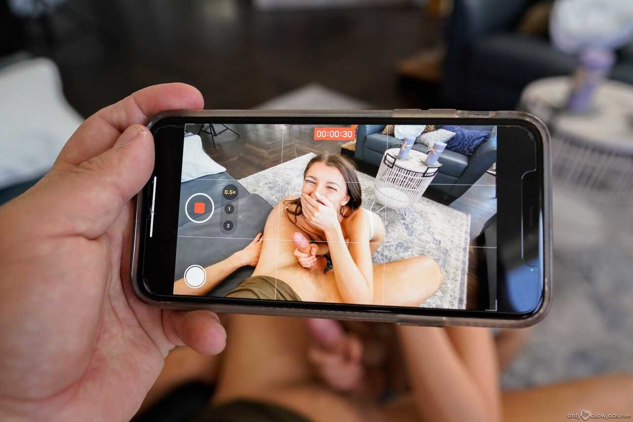 Petite Teen Maya Woulfe Gets Naked and On Her Knees Before Jerking Off A Cock for a Beautiful Handjob Cumshot - Maya Woulfe