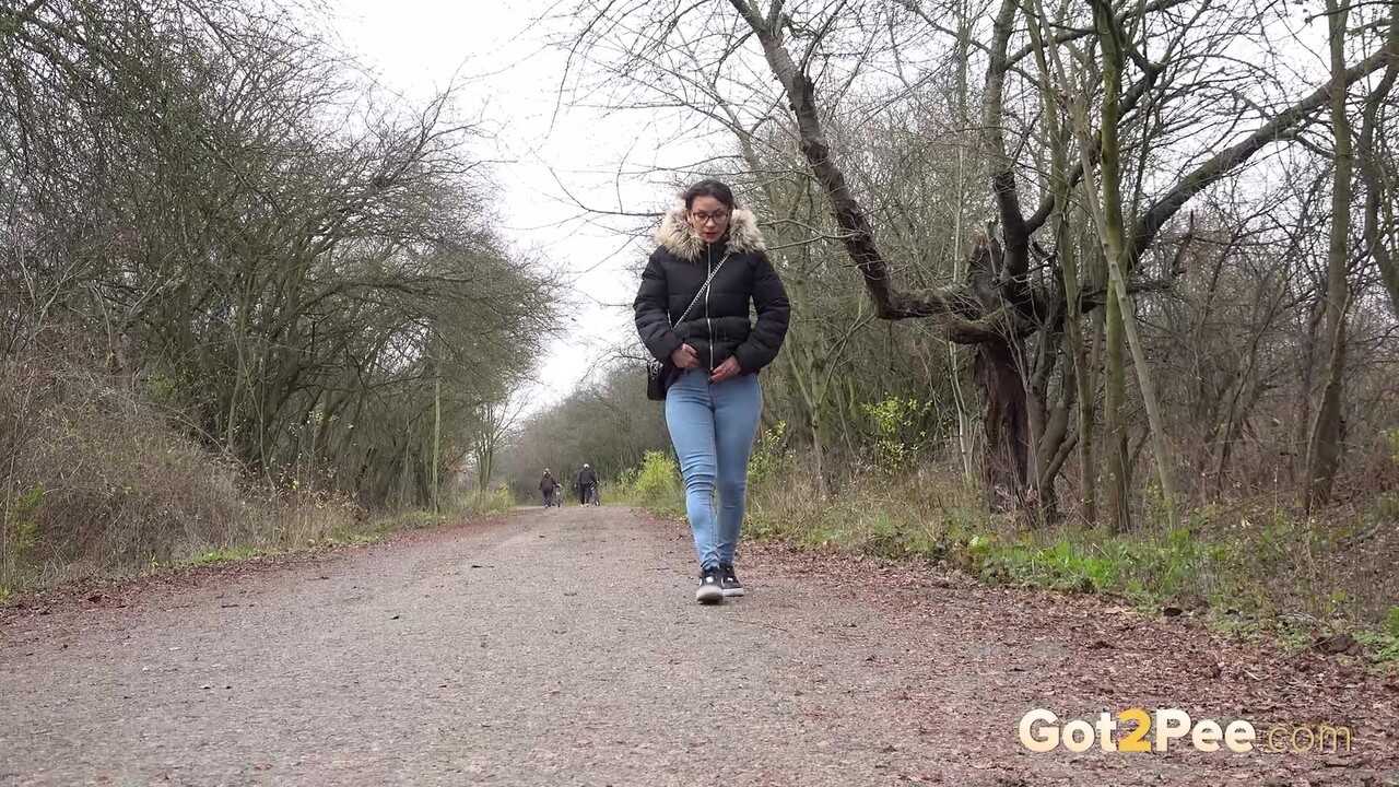 Natasha Ink Solo Girl Takes A Country Road Pee Break While Squatting Barefoot In Her Parka - Natasha Ink