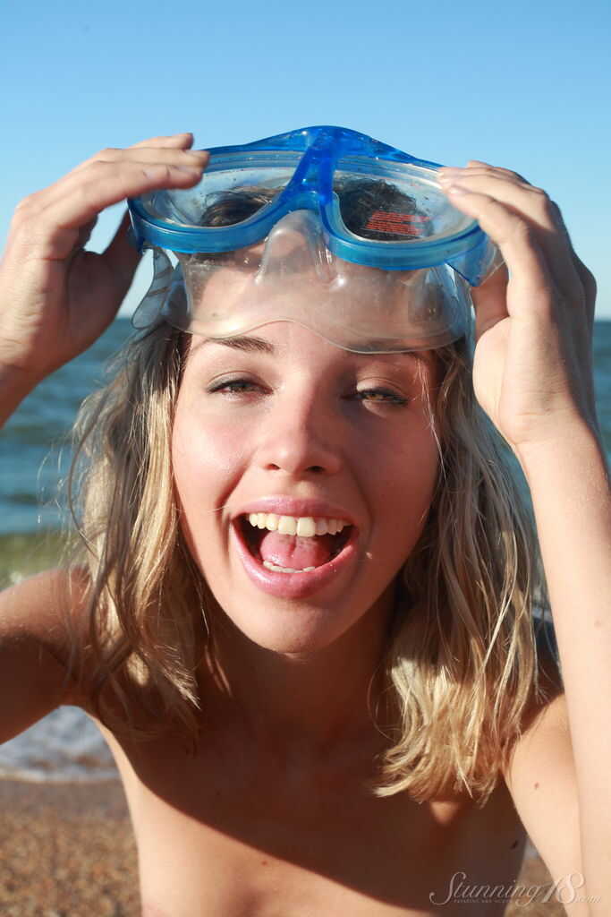 Nicole V's Snorkeling Adventure 18-year-old Blonde Beauty on the Beach - Nicole V