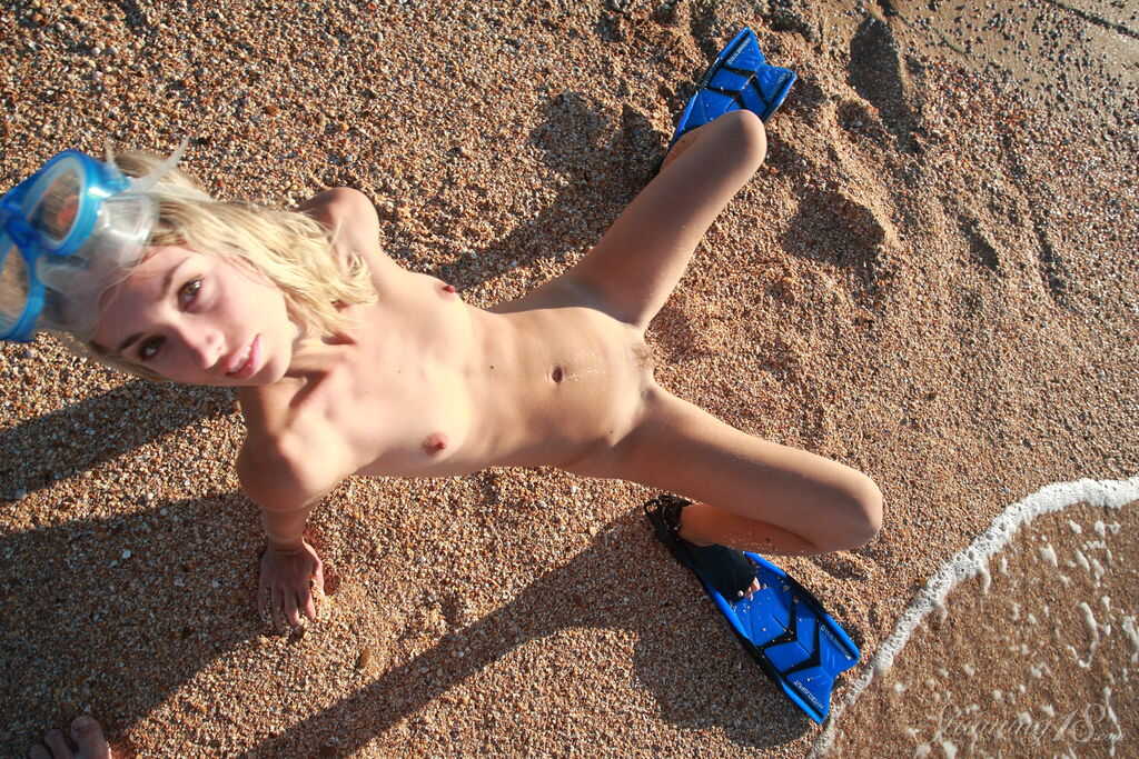 Nicole V's Snorkeling Adventure 18-year-old Blonde Beauty on the Beach - Nicole V