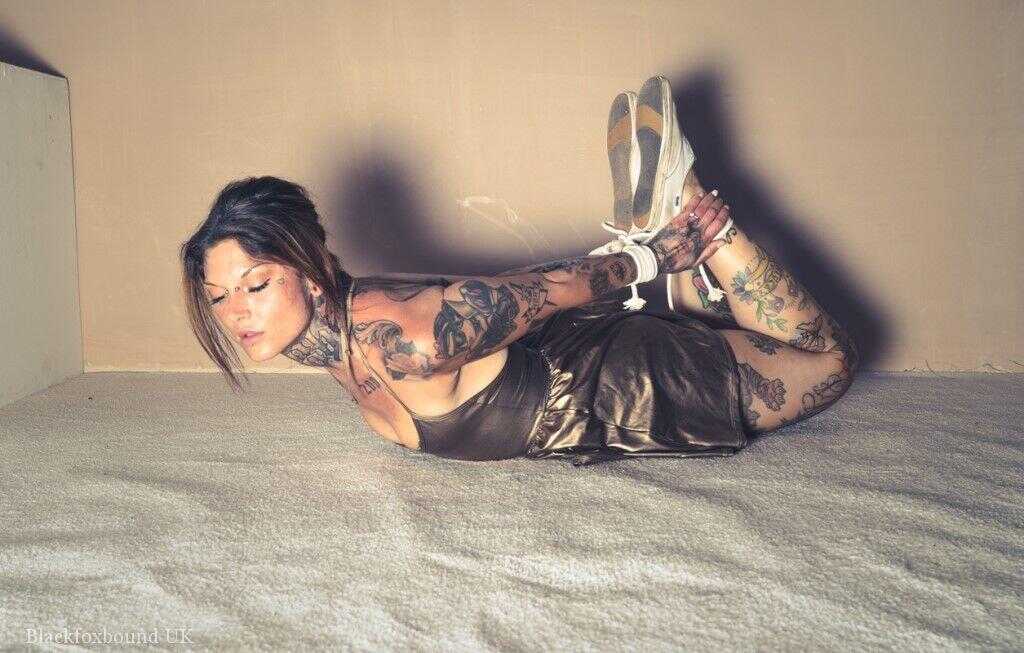 Bondage Babe with Ink: Tied Up in Her Clothes and Shoes