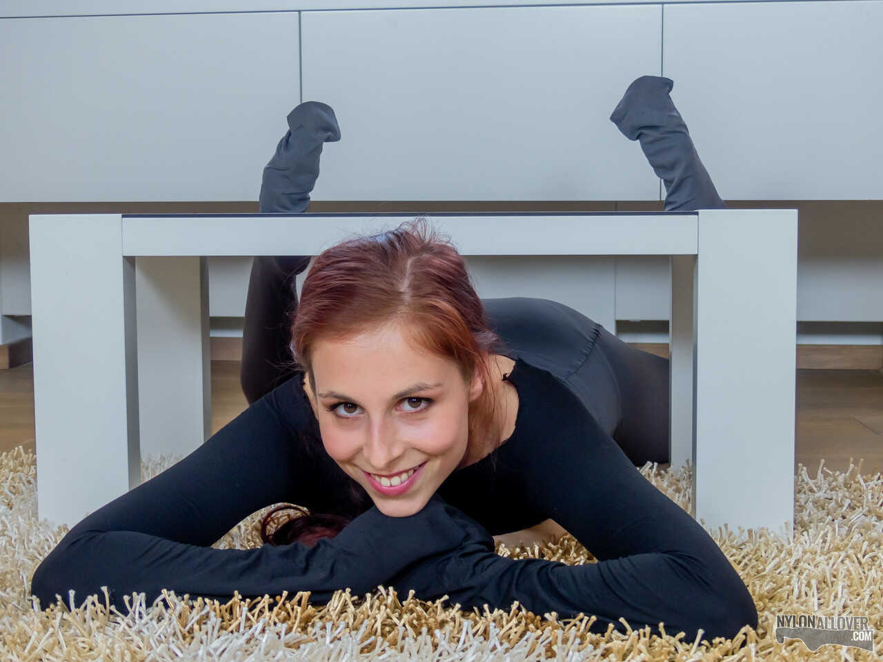 Antonia Sainz's Sexy Redhead Titties in Pantyhose, Showing off Her Perfect Natural Ass and Feet