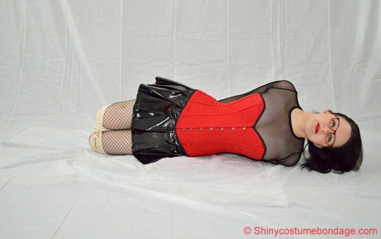 Glasses-Fetish Nerd in Latex Miniskirt Gets Tied Up and Teased by Dominant Geeks - 