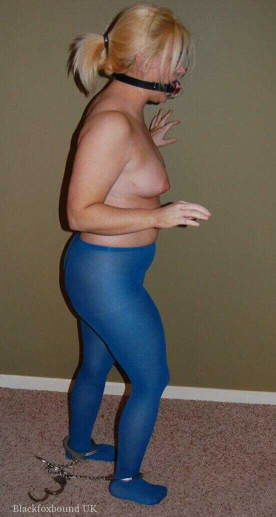 Bound and Gagged Milf in Blue Hose Pounded by Giant Cock - 