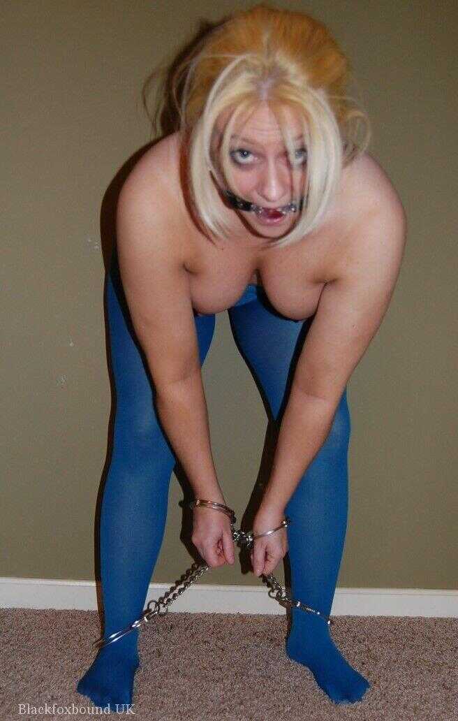 Bound and Gagged Milf in Blue Hose Pounded by Giant Cock - 