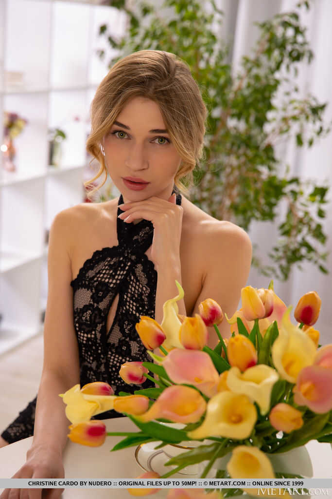 Young blonde Christine Cardo sets her beautiful body free of clothing - Christine Cardo