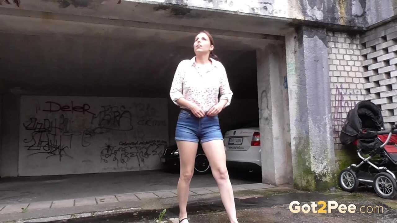 The public pissing of Antonia Sainz in her white panties! - Antonia Sainz