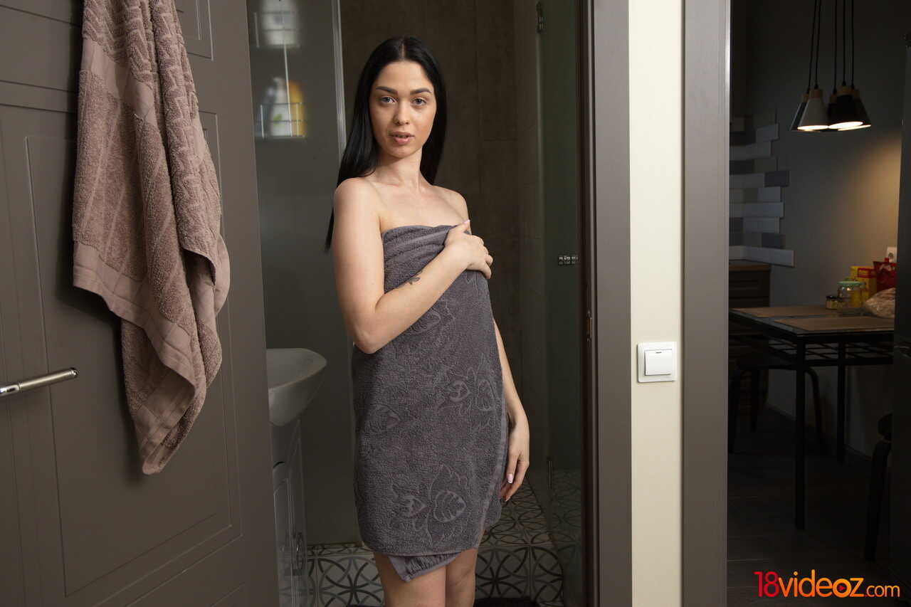 Dark-haired teen Milena Briz gets her pussy filled by a guy with white knee socks while you watch in awe - Milena Briz