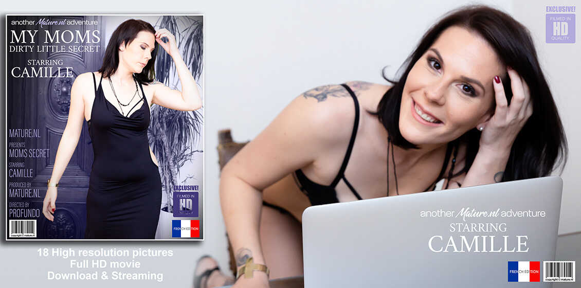 Tatted Up Milf Gets Naked in the Office for Some Hot Laptop Playtime with Camille - Camille