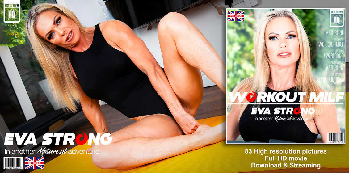 Eva Strong's Athletic Masturbation Session on her Yoga Mat with a Vibrator and Pussy Tattoo - Eva Strong
