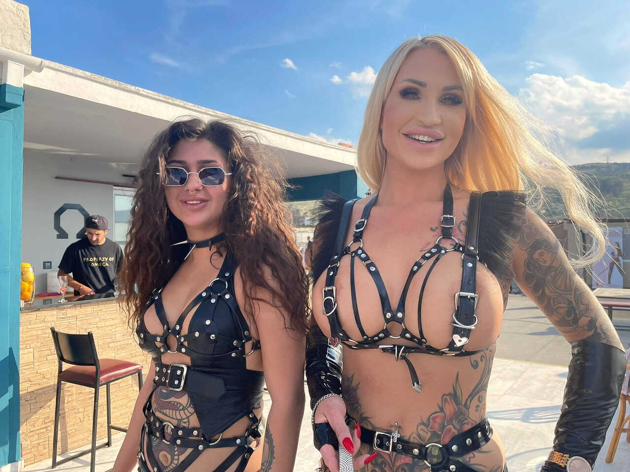 Calea Toxic and her sexy girlfriends in toxic fetish lingerie and boots tease each other indoors and outdoors too! - Calea...