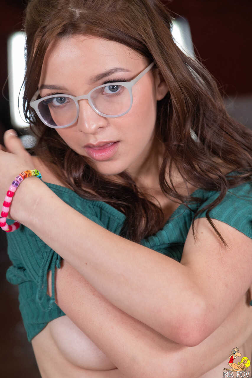 Petite girl Honey Hayes' hairy pussy fucked hard during a bout of POV sex while wearing her glasses. - Honey Hayes