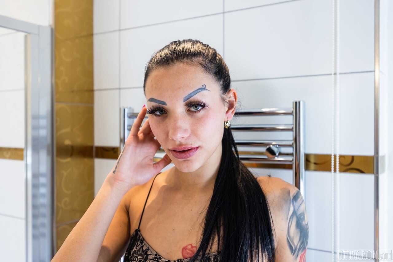 Adelle Sabelle’s Tattooed Temptation Masturbating with a Sex Toy in the Bathroom!