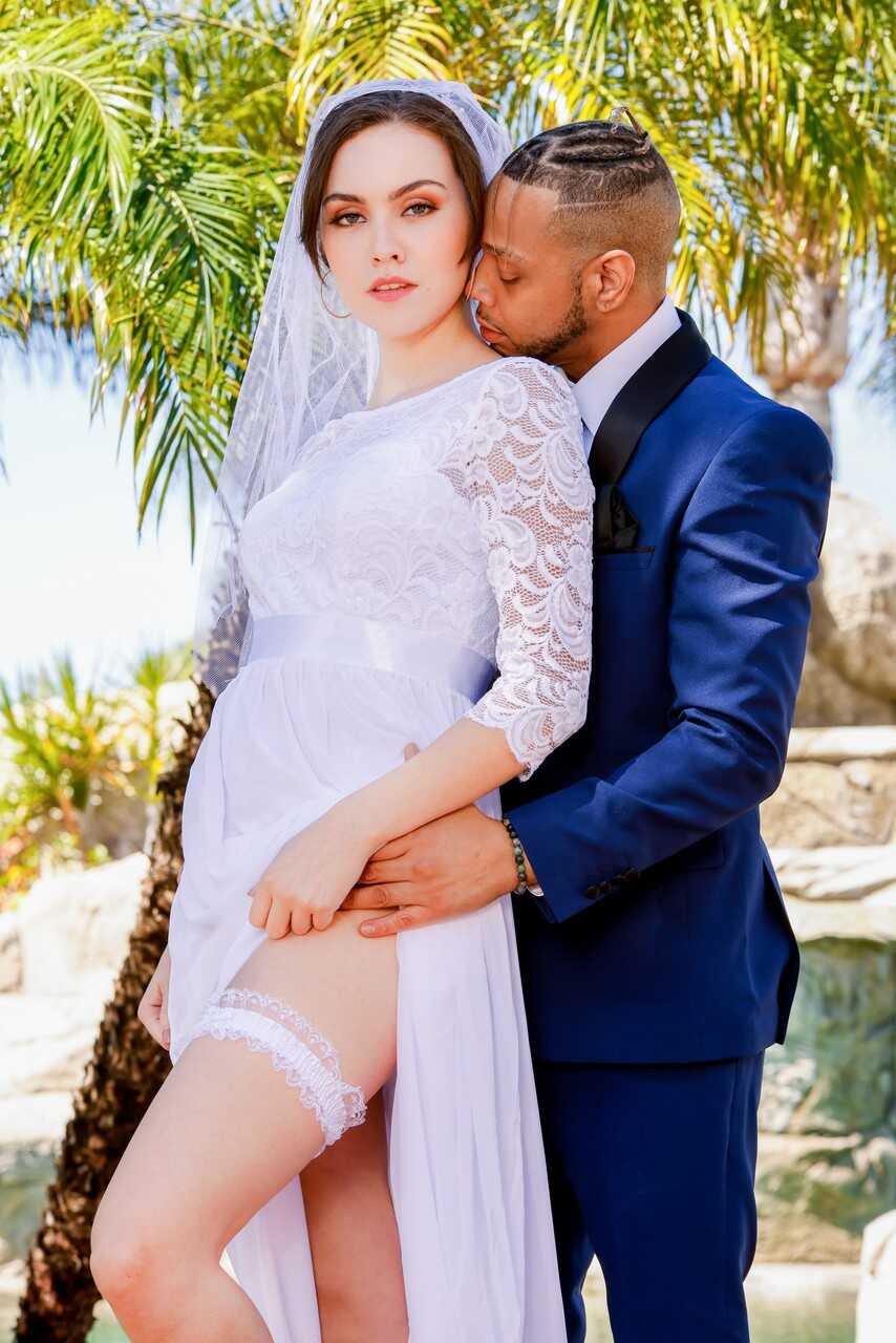 Hot Freya Parker gets fucked in nature by a black stranger while wearing her wedding veil - Freya Parker