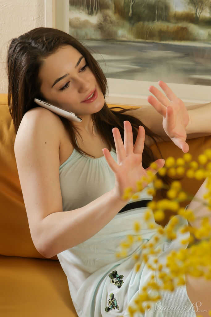 Penelope B Vinona gets off her phone and shows off her sweet brunette teen nudity - Penelope B Vinona