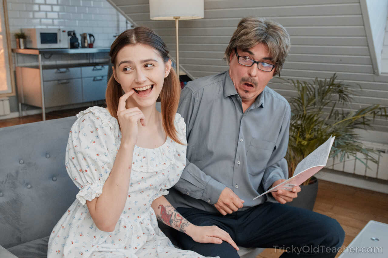 Young looking girl has sexy in white knee socks with her older teacher   Teacher's Pet in White Knee High Socks - Fun...