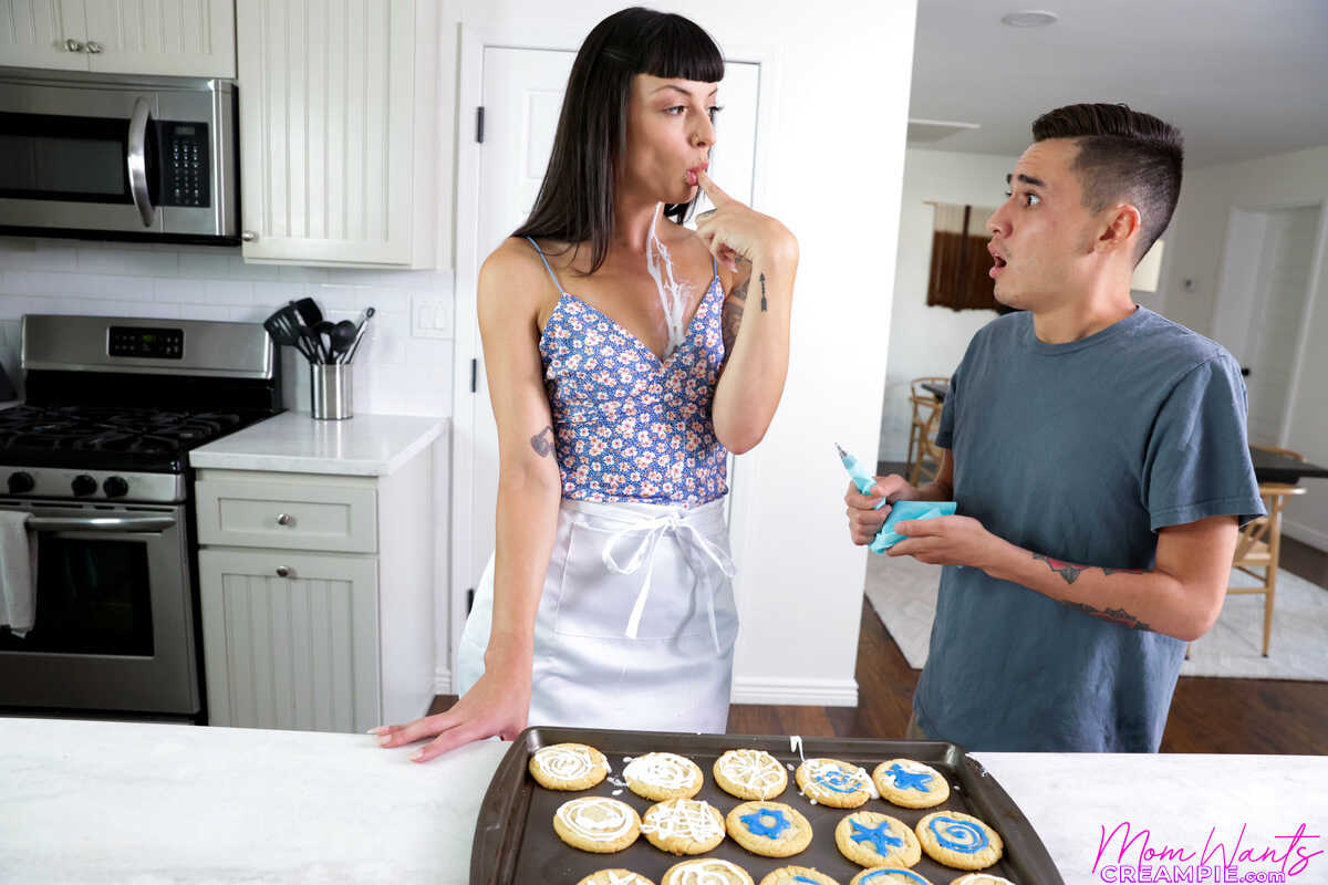 Tall Mommy Charlie Valentine Gets Down and Dirty in the Kitchen with a Young Stud - Charlie Valentine