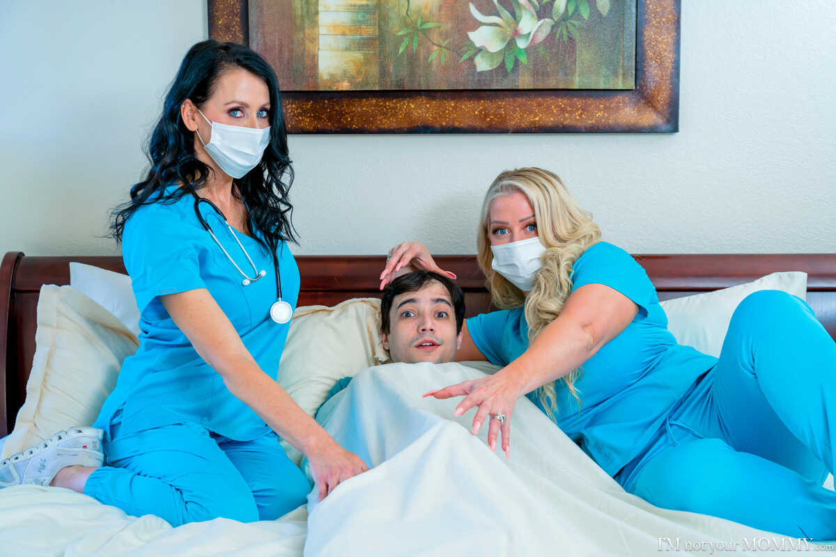 Middle-age nurses Reagan Foxx & Alura Jenson have a 3some with their young patient's mature mom! - Alura Jenson, ...