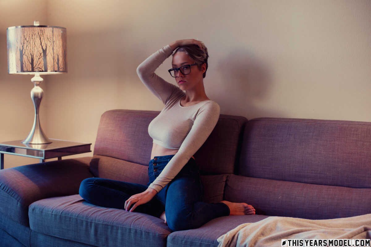 Sexy amateur Sabrina Bunny unleashes her big boobs on a sofa in glasses Jeans Ass, Big Tits Amateur, Puffy Nipples, Big Ti...