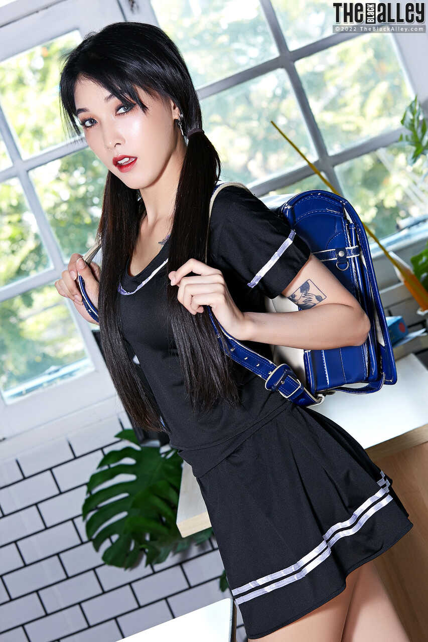 Pigtail-Tugging Alley Poppy Shows Off Her Asian Tits and Cunt! - Alley Poppy