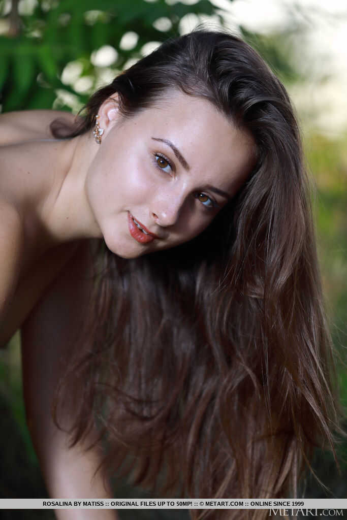 Sweet teen Rosalina unveils her heavenly body in an outdoor location