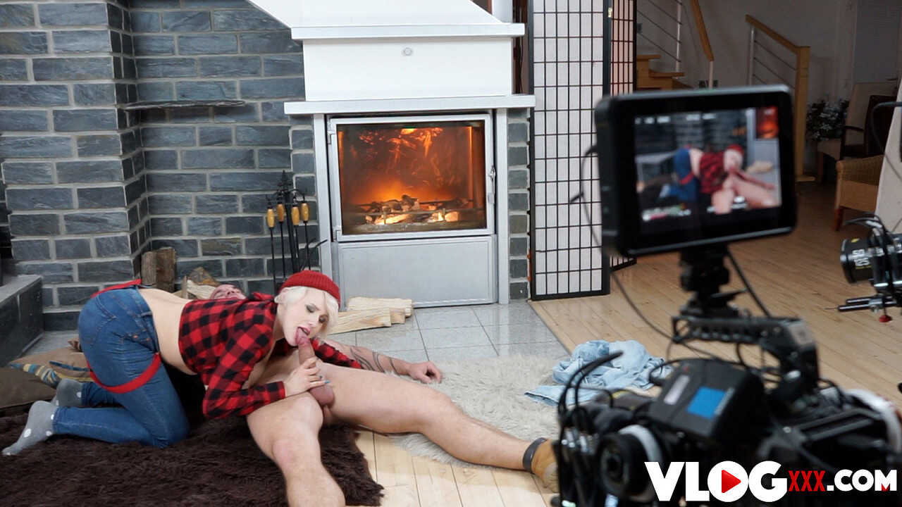 Blonde Angel Wicky Gets Fired Up By Her Man Friend In Front Of A Roaring Fireplace - Angel Wicky