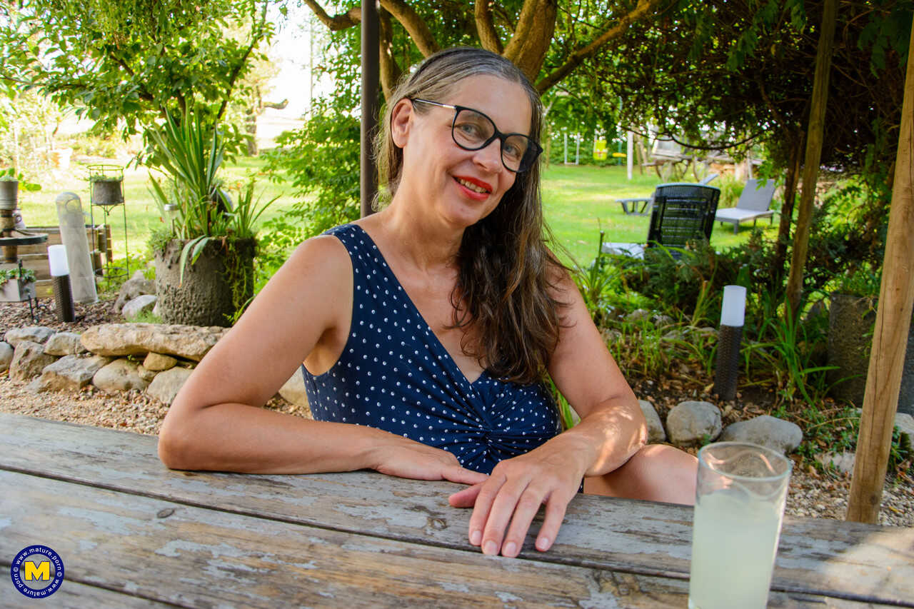 Busty Tina's Outdoor Adventure: Older Lady Shares Her Big Bush and Fat Pussy on a Picnic Table - Busty Tina