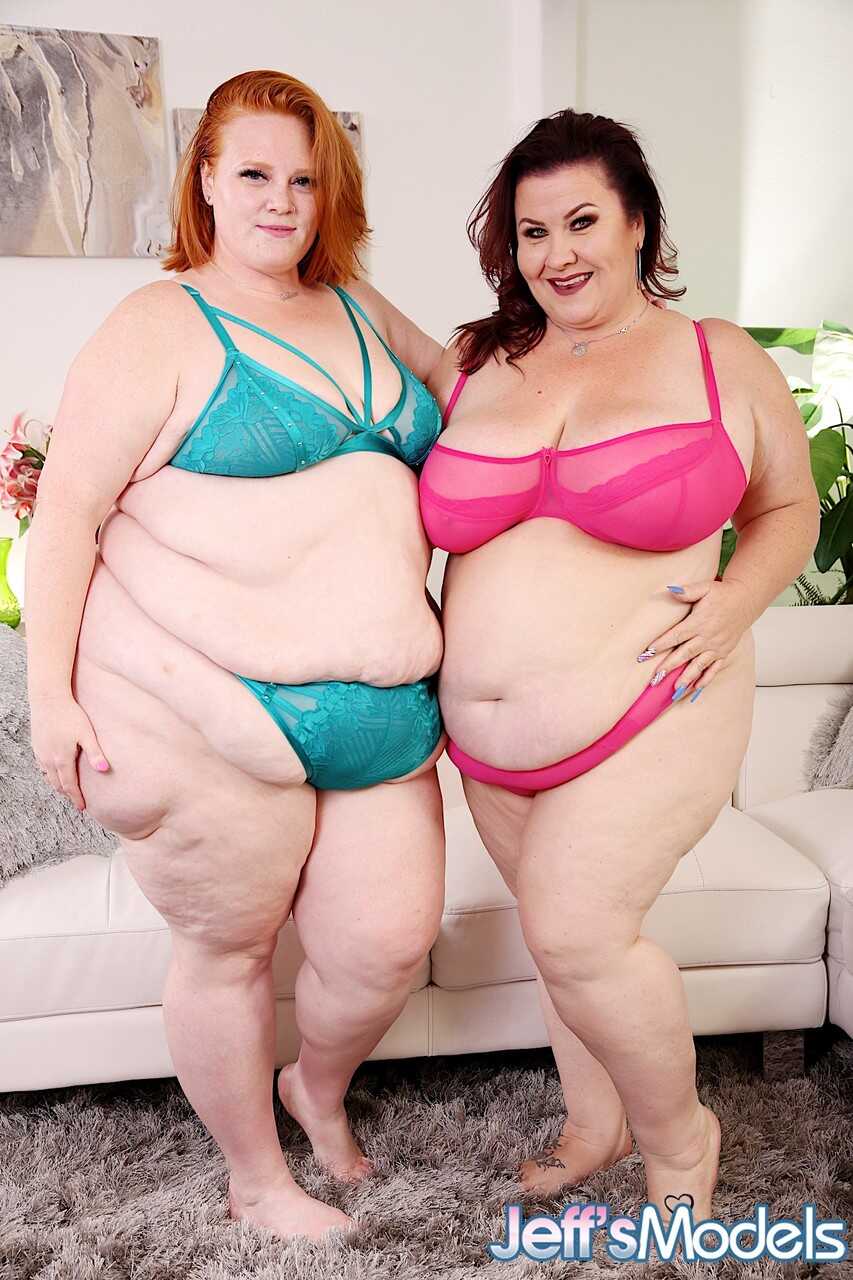 Ginger and Lady's Squishy Love Fest Obese Lesbians Remove Their Bra and Panties in a Pool of Saggy Fat