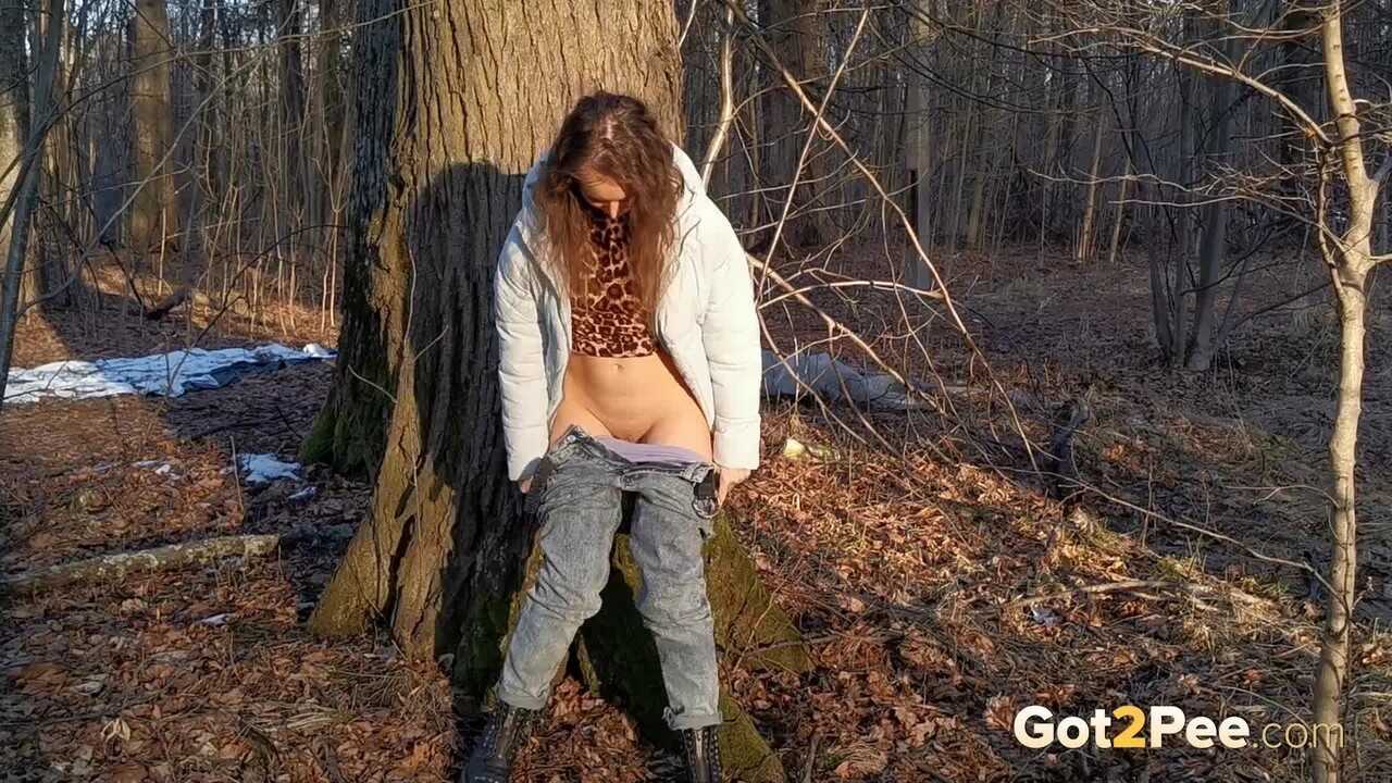 Natural Nikky Taking a Pee in the Woods