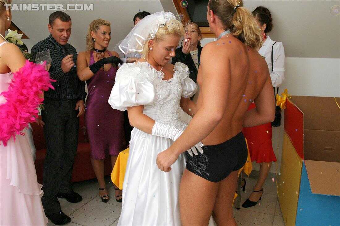 Wet and Messy: Newlywed Lucy Anne Gets Drenched in Cum During Reception's CFNM Water Sports Games - Lucy Anne