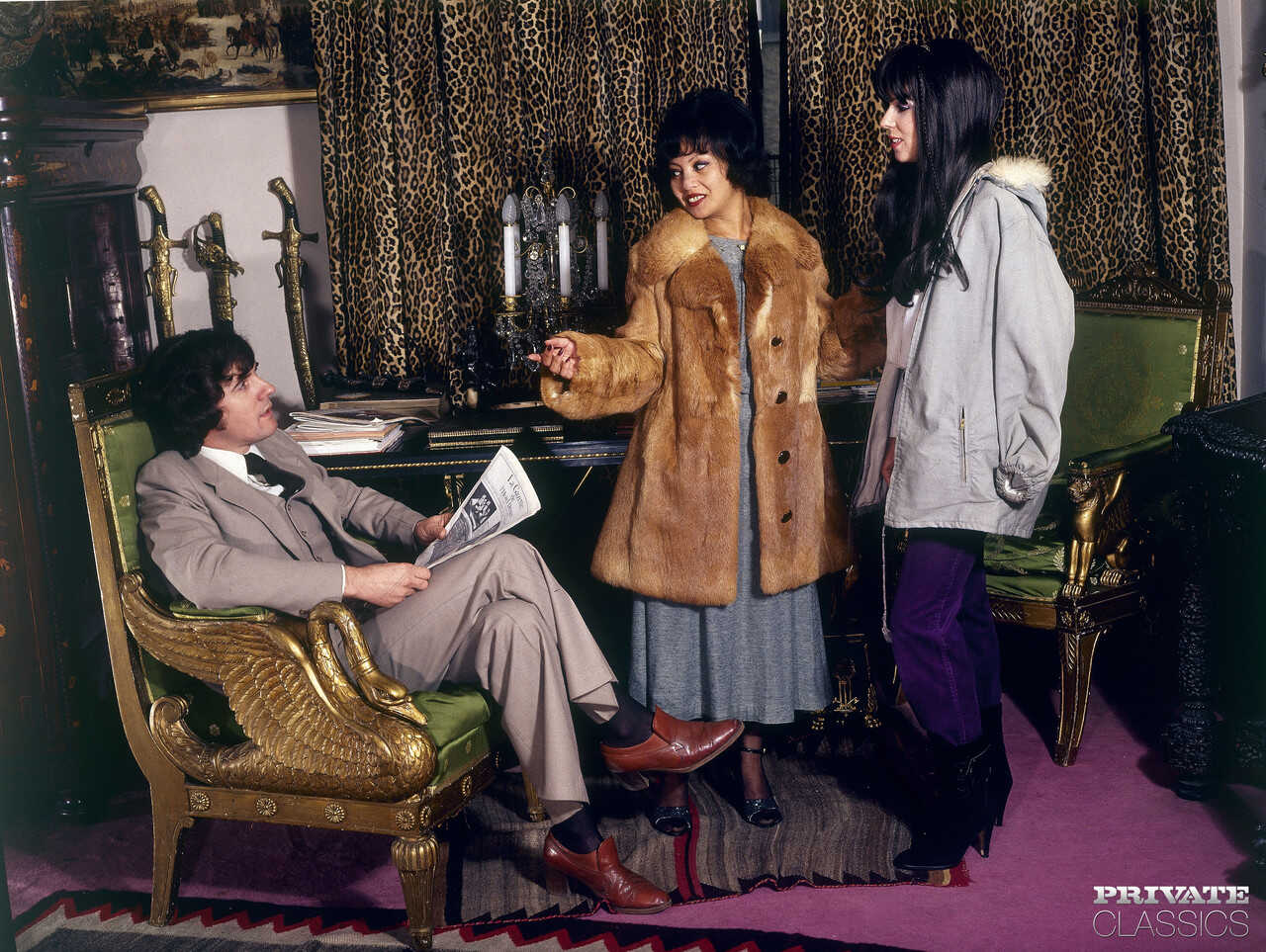 Dark Haired Women Conclude Threesome Sex with Sperm on their faces Theresa's Vintage Lingerie Fuck - Theresa
