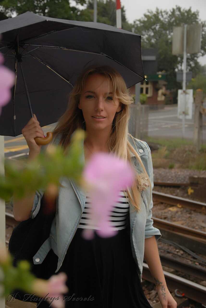 Blonde British girl Hayley Marie Coppin shows her tits and pussy in public for the first time ever! - Hayley Marie Coppin