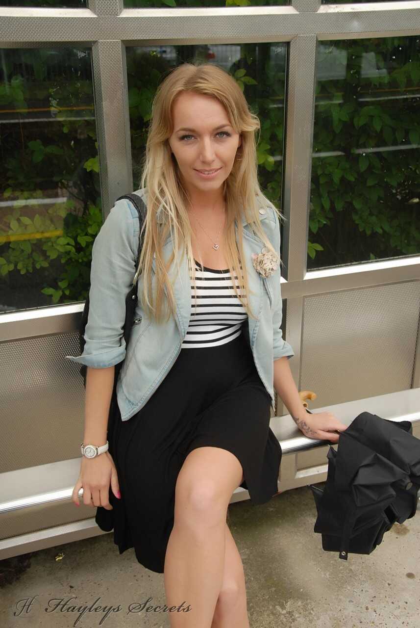 Blonde British girl Hayley Marie Coppin shows her tits and pussy in public for the first time ever! - Hayley Marie Coppin