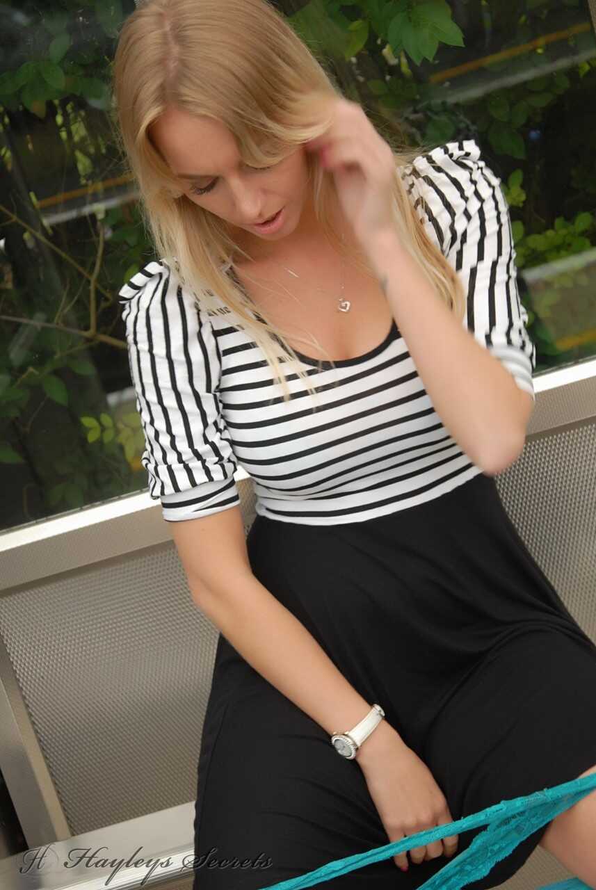 Blonde British girl Hayley Marie Coppin shows her tits and pussy in public for the first time ever! - Hayley Marie Coppin