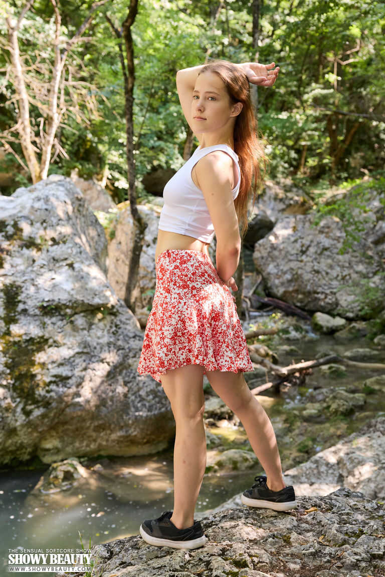Naughty Teen Nicole Gets Wet and Wild by the Stream in the Forest: An Amateur Outdoor Adventure - Nicole