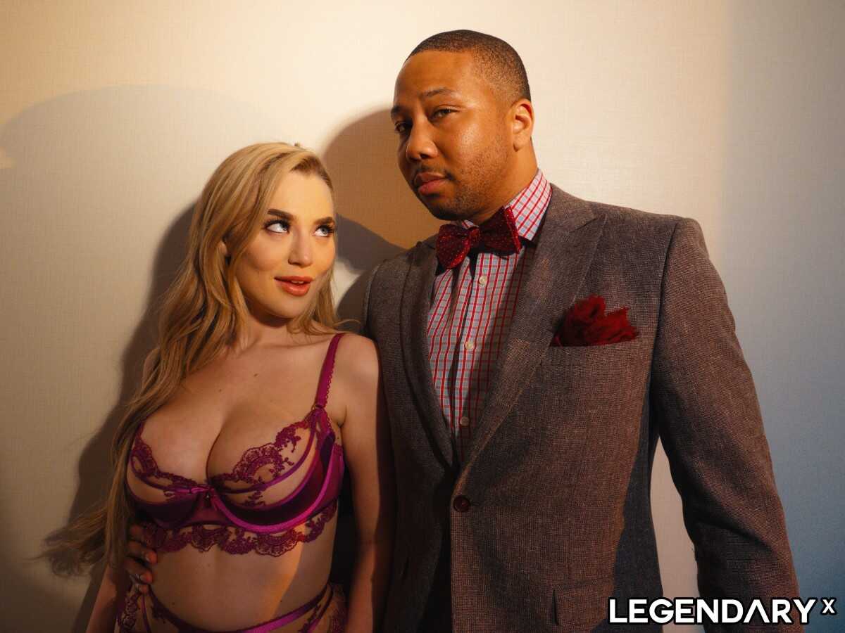Blonde teen Blake Blossom models lingerie & nylons before meeting a black man with huge ass - Blake Blossom