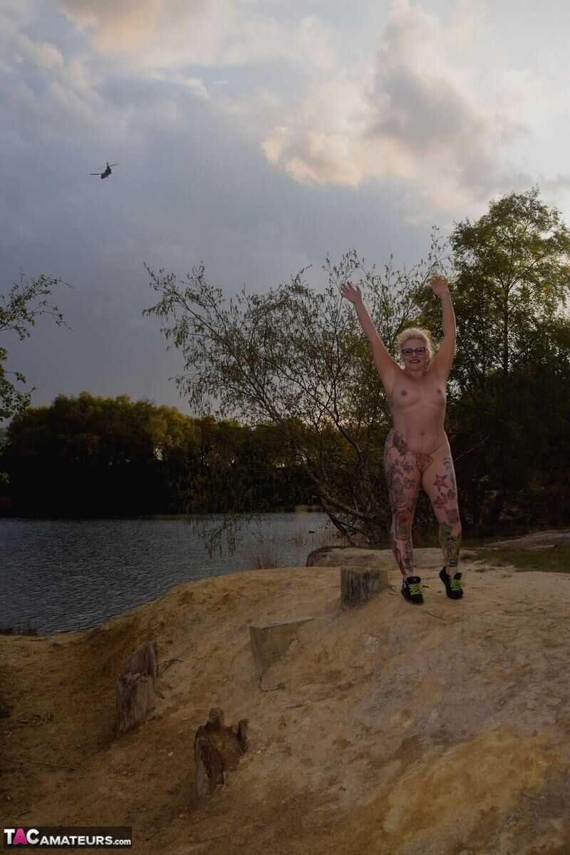 Chubby British BBW Mollie Foxxx Goes Nude by the Water in Running Shoes - Mollie Foxxx