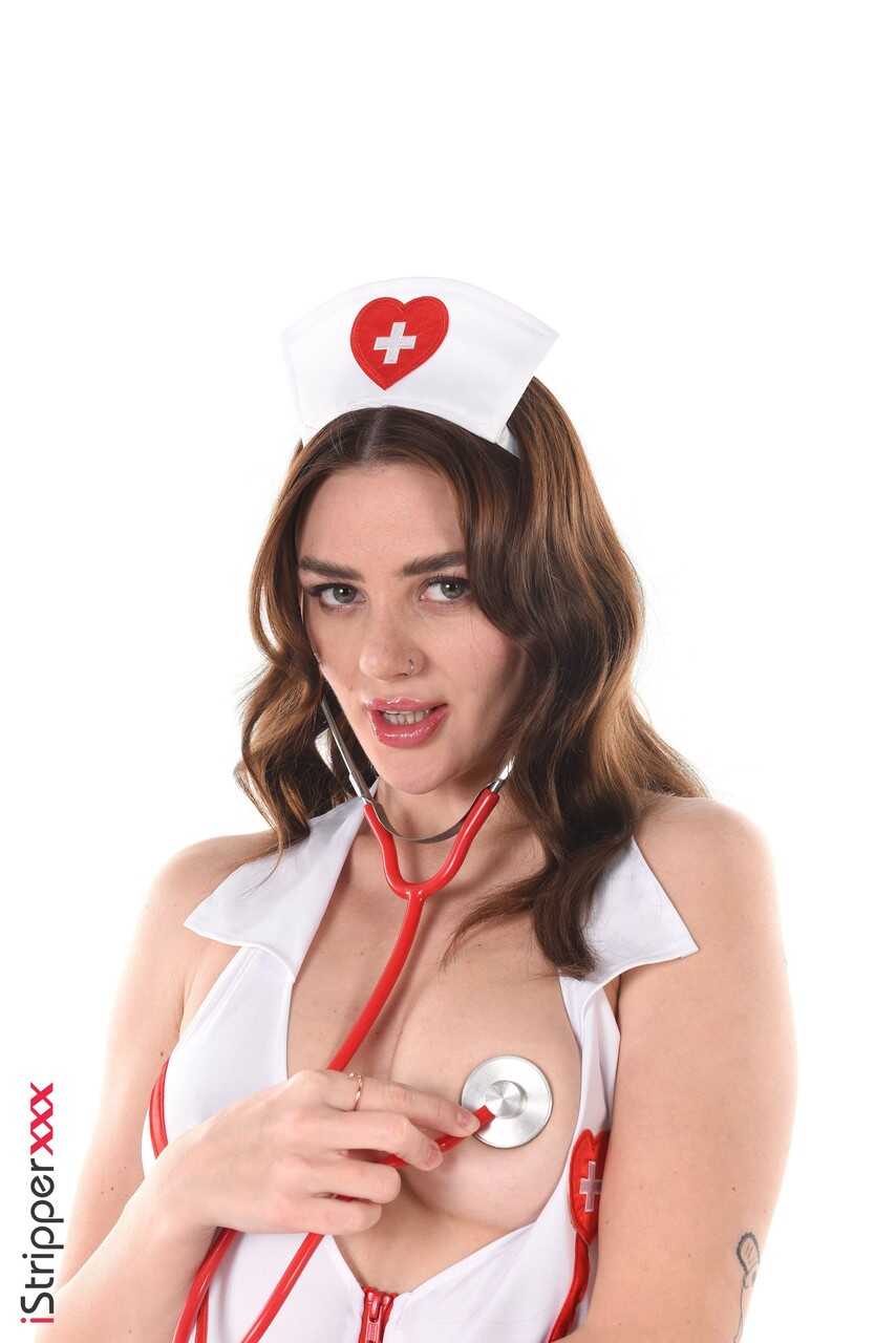 Sexy Lia Sky's Naughty Nurse Masturbation Session High Heels and Stockings - Lia Sky