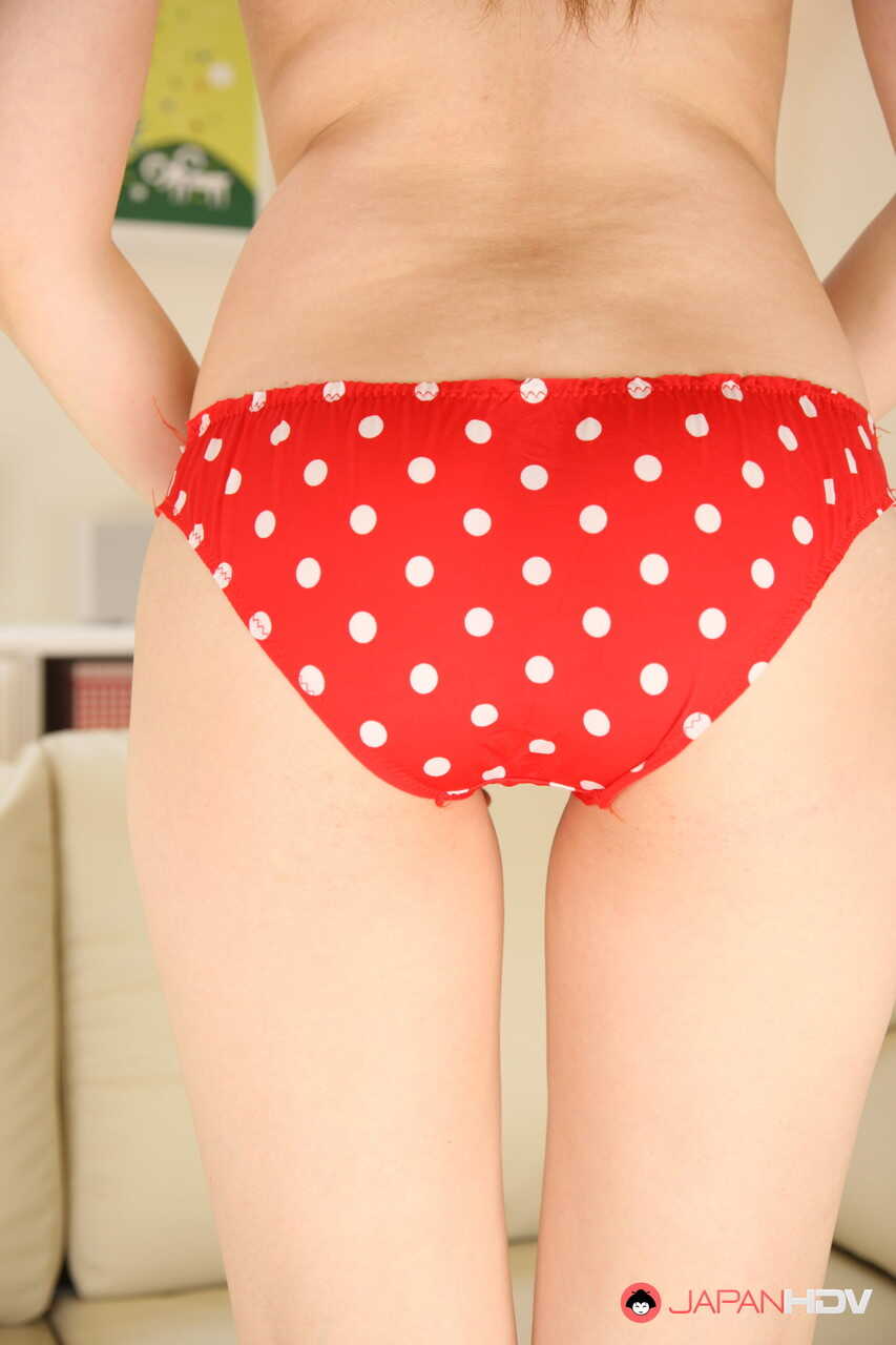 Maiko Saegimi's Polkadot Panty Mischief: Bare Redheaded Japanese Ass and Feet Exposed - Maiko Saegimi