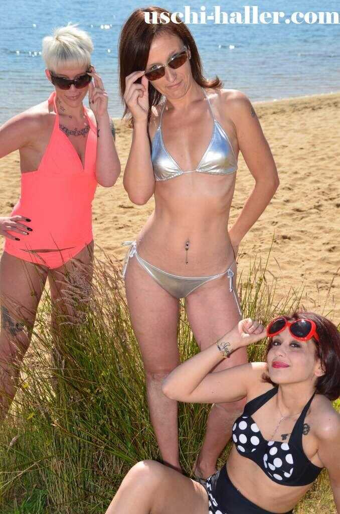 Sizzling Sands and Sun-Kissed Skin: Amateur Women Get Naked in the Water While Wearing Sunglasses at the Beach - Berichte,...