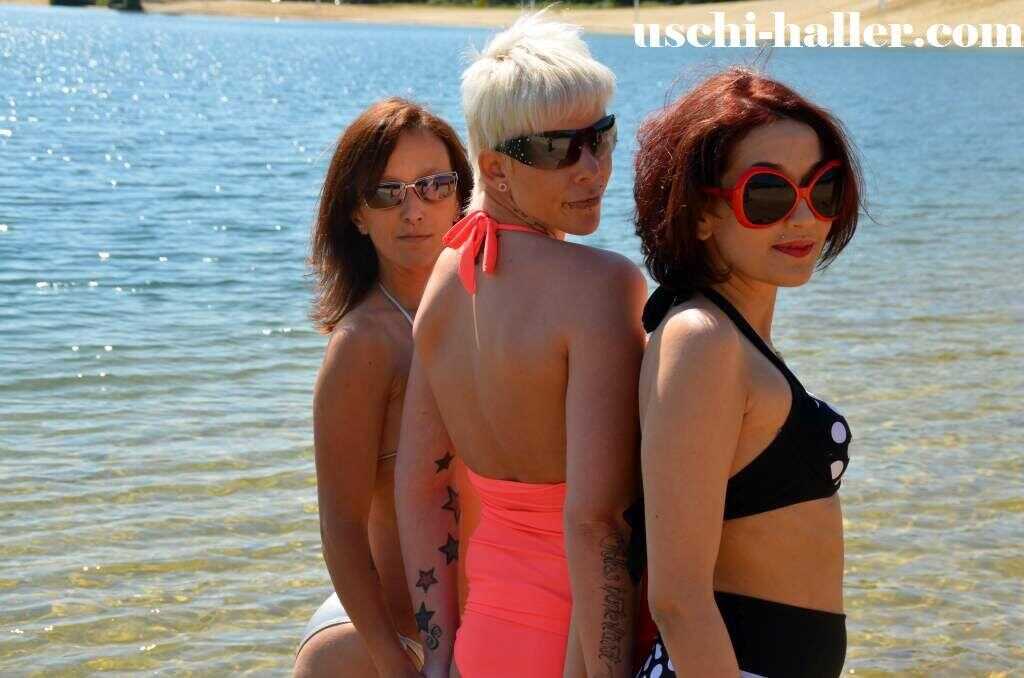 Sizzling Sands and Sun-Kissed Skin: Amateur Women Get Naked in the Water While Wearing Sunglasses at the Beach - Berichte,...