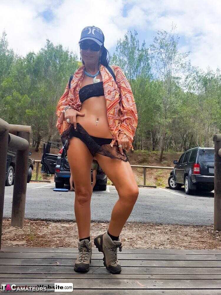 One Night Stand with a Hot Brunette MILF at a Public Park: Roxeanne's Racy Flashing Adventure - Roxeanne
