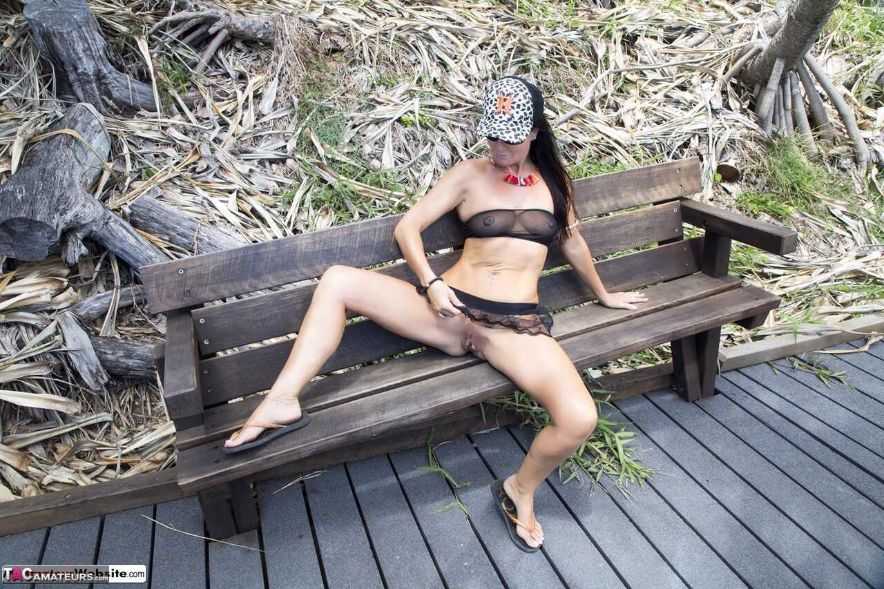 One Night Stand with a Hot Brunette MILF at a Public Park: Roxeanne's Racy Flashing Adventure - Roxeanne