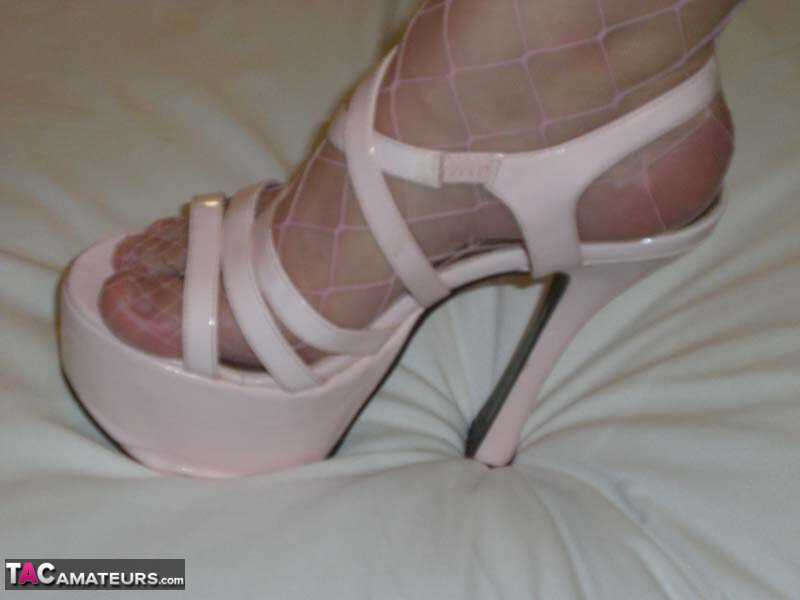 Barby's Bedroom Romp: Blonde MILF with Big Hairy Pussy Gets Fucked on the Bed while Wearing High-Heeled Shoes - Barby