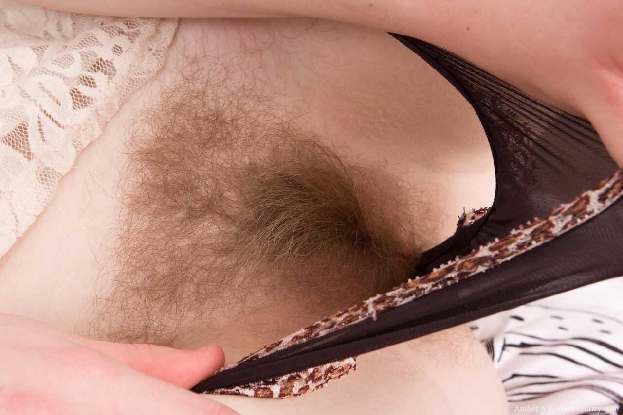 Spreading Amber S's Hairy Bush for a Super Closeup of her Spread Wide Open Vagina - Amber S