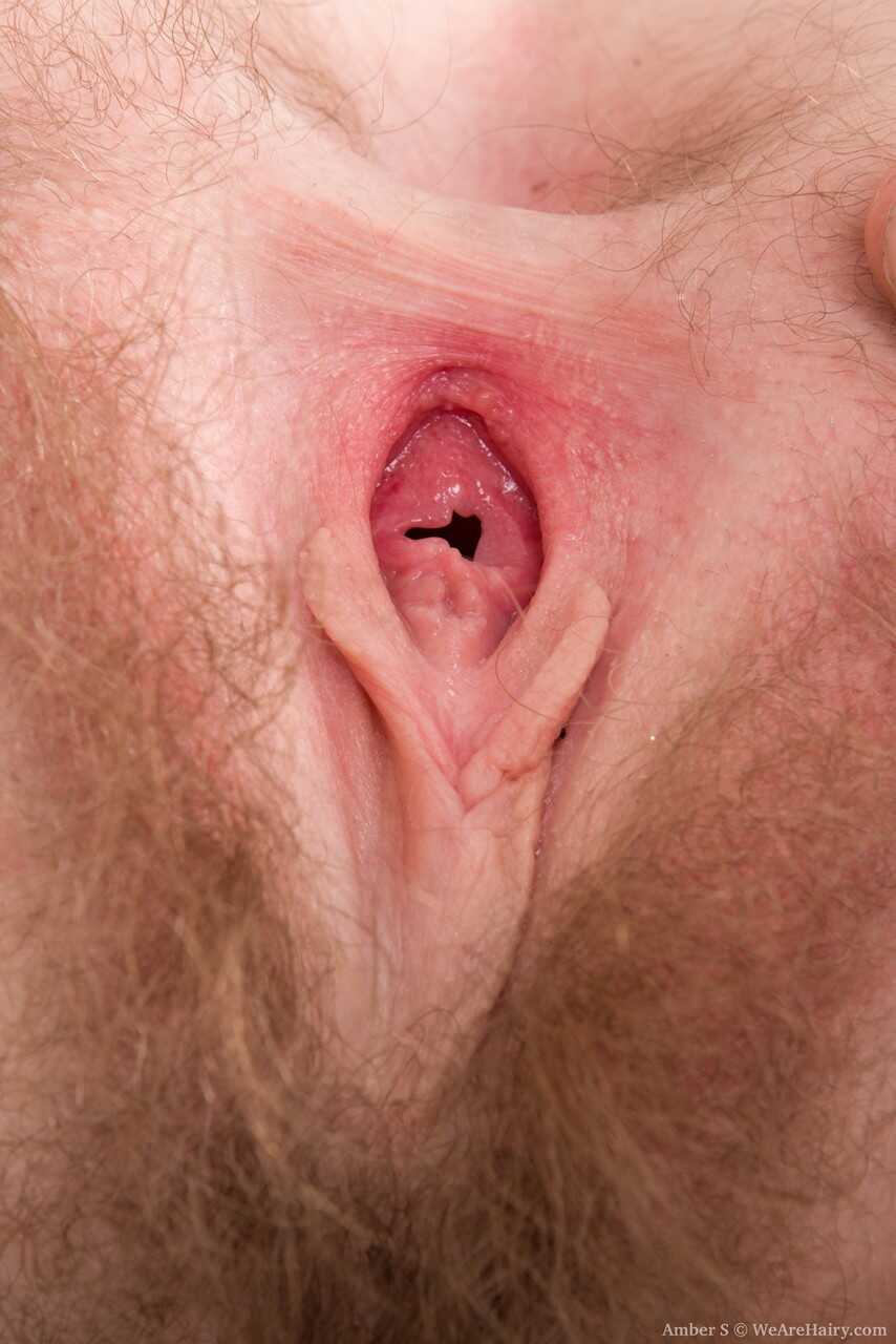 Spreading Amber S's Hairy Bush for a Super Closeup of her Spread Wide Open Vagina - Amber S
