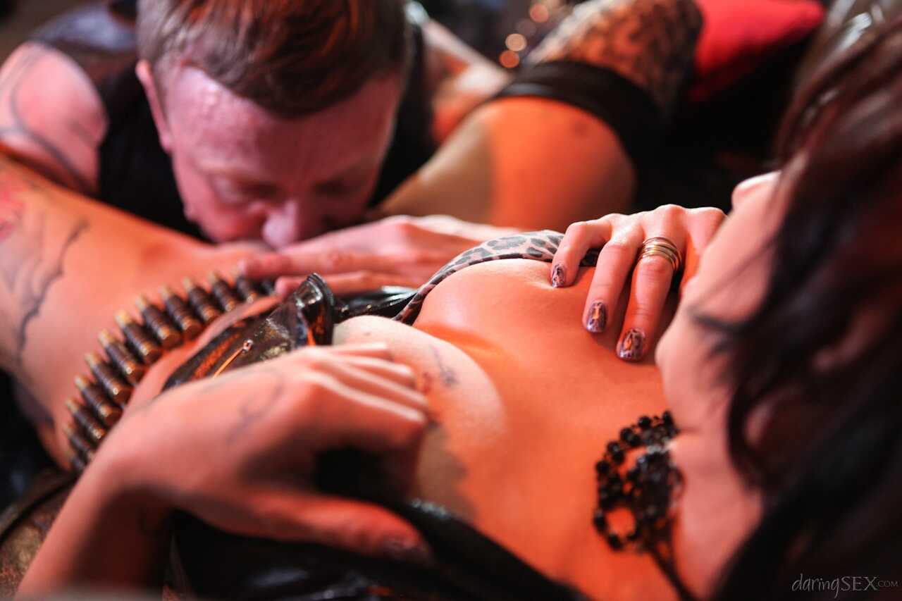 Punk Girl Gina Snake Rides a Large Cock in Fetish Wear and a Bra: A Latina MILF's Tattooed Skinny Fetish Lingerie Coc...