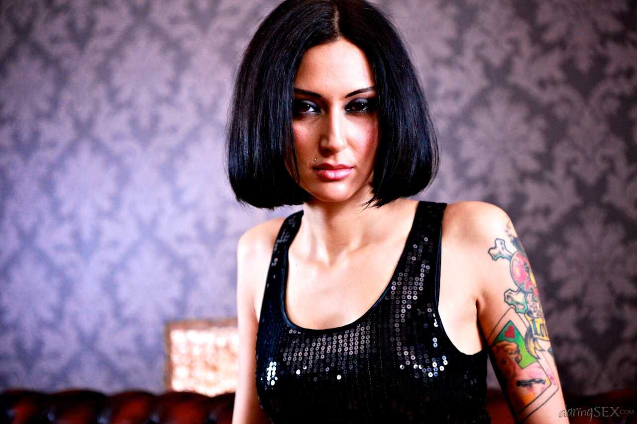 Dark-haired femme fatale Havana Sin outfits her dark-haired men friends in gas masks while wearing lingerie and pantyhose....