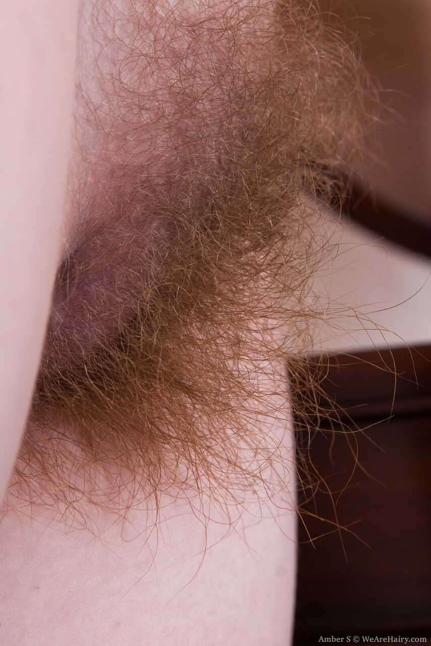 Beautiful amateur Amber S sheds her white lace to spread her very hairy beaver 2 - Amber S
