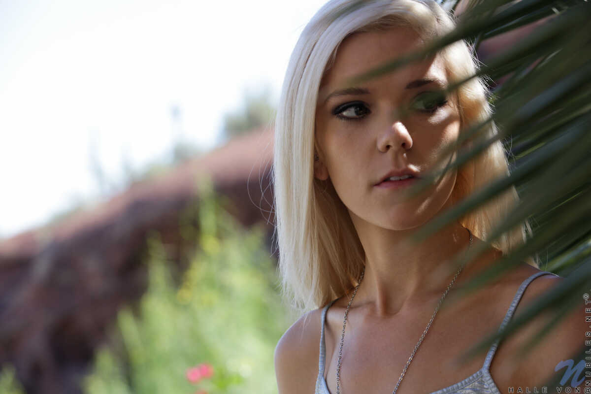 Young blonde tease Halle Von shows off her bare legs and panties for boyfriend Xander Corvus - Halle Von, Xander Corvus